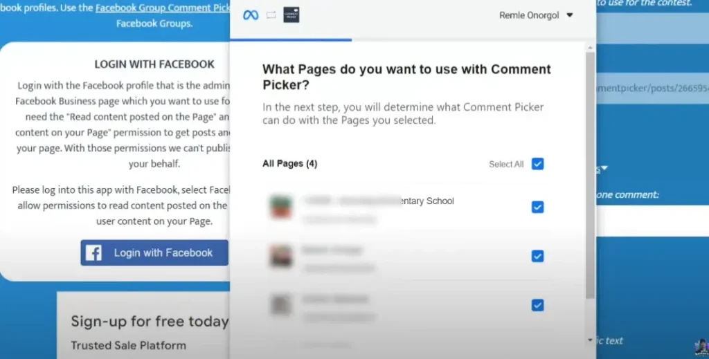 selection des pages facebook