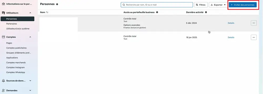 inviter des personnes