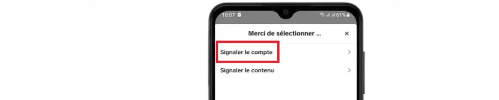 choix signaler compte