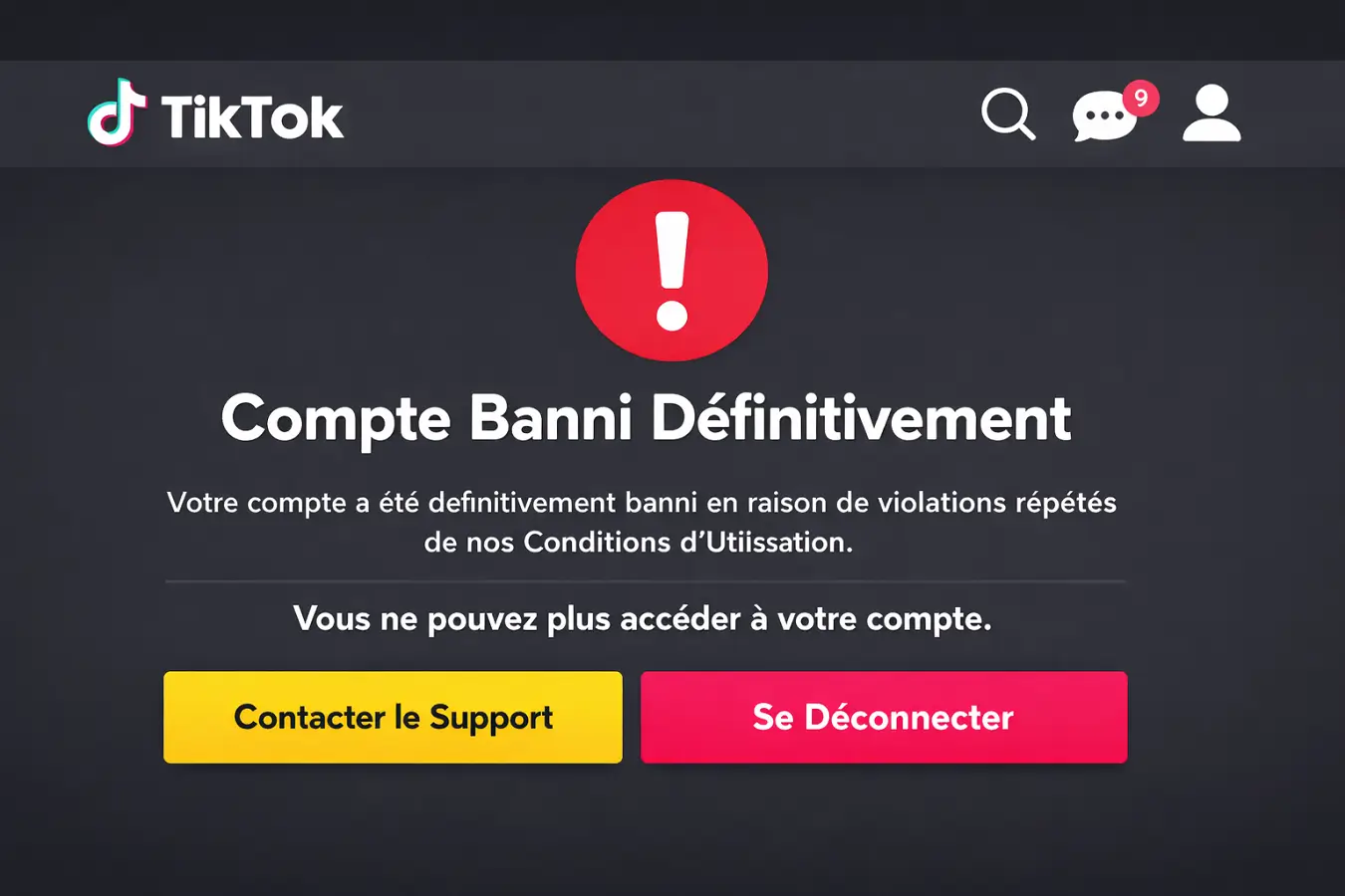 compte TikTok banni définitivement