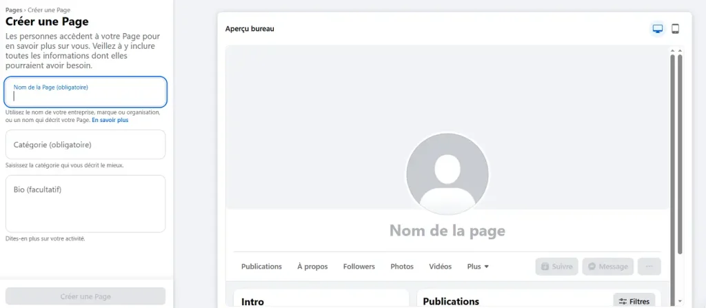création page facebook