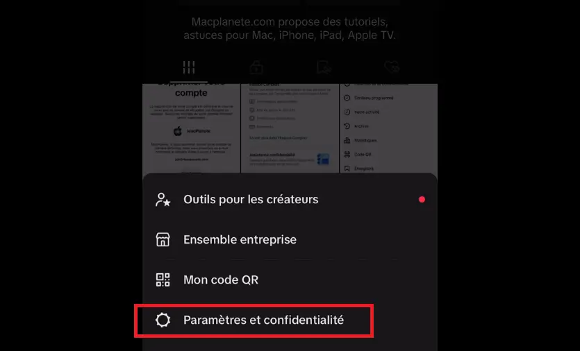 paramètre et confidentialité