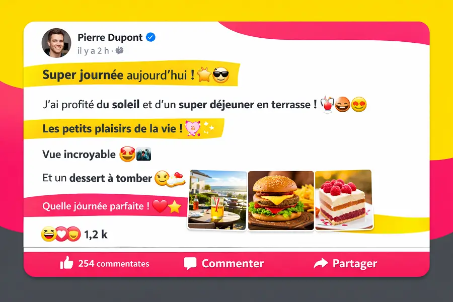 publication Facebook avec gras