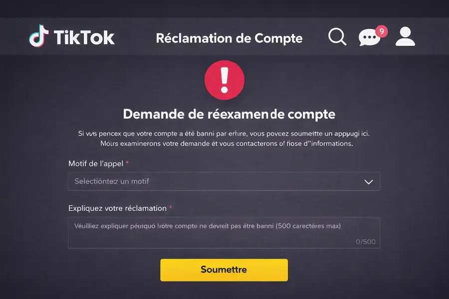 réclamation tiktok